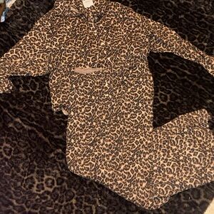 Aerie Leopard Print Two-Piece Lounge Set - Tan & Black